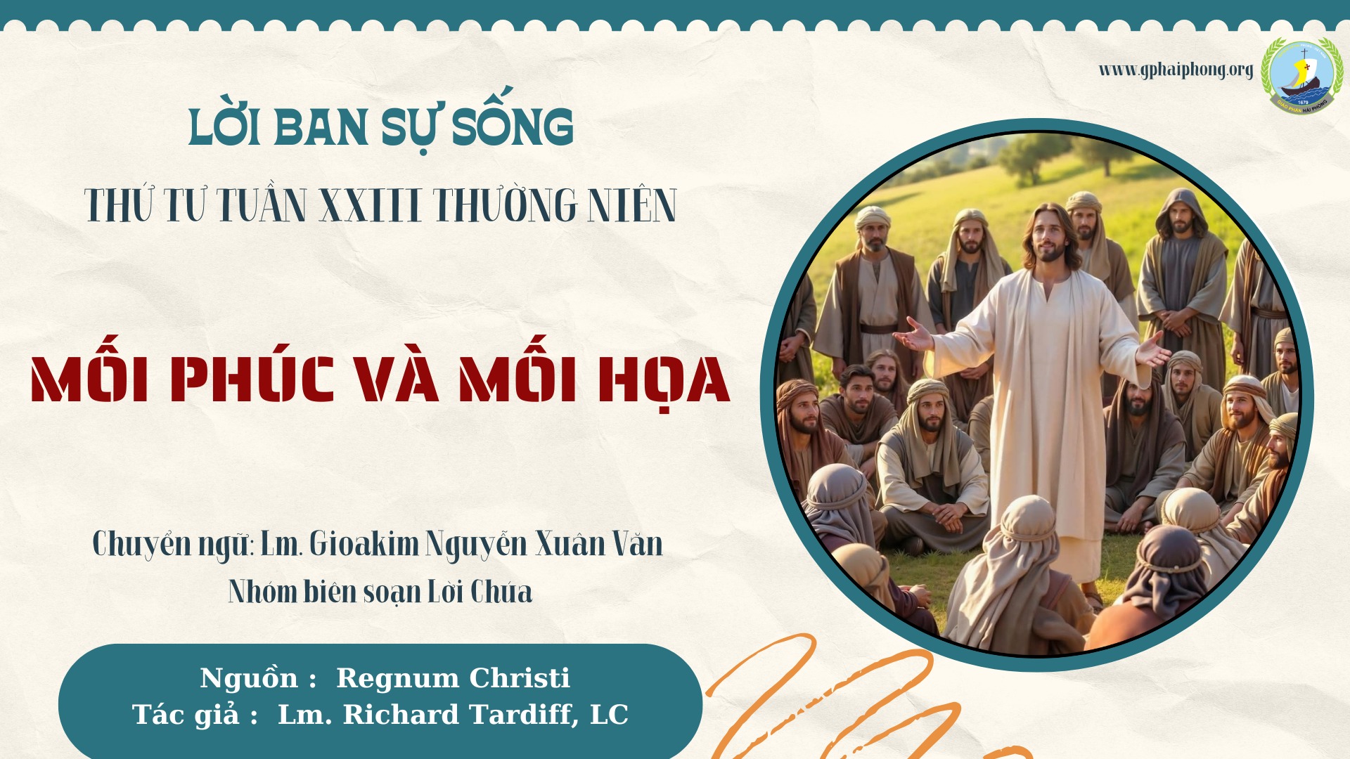 Lời ban Sự sống: Mối phúc và mối hoạ_Thứ Tư Tuần XXIII Thường niên